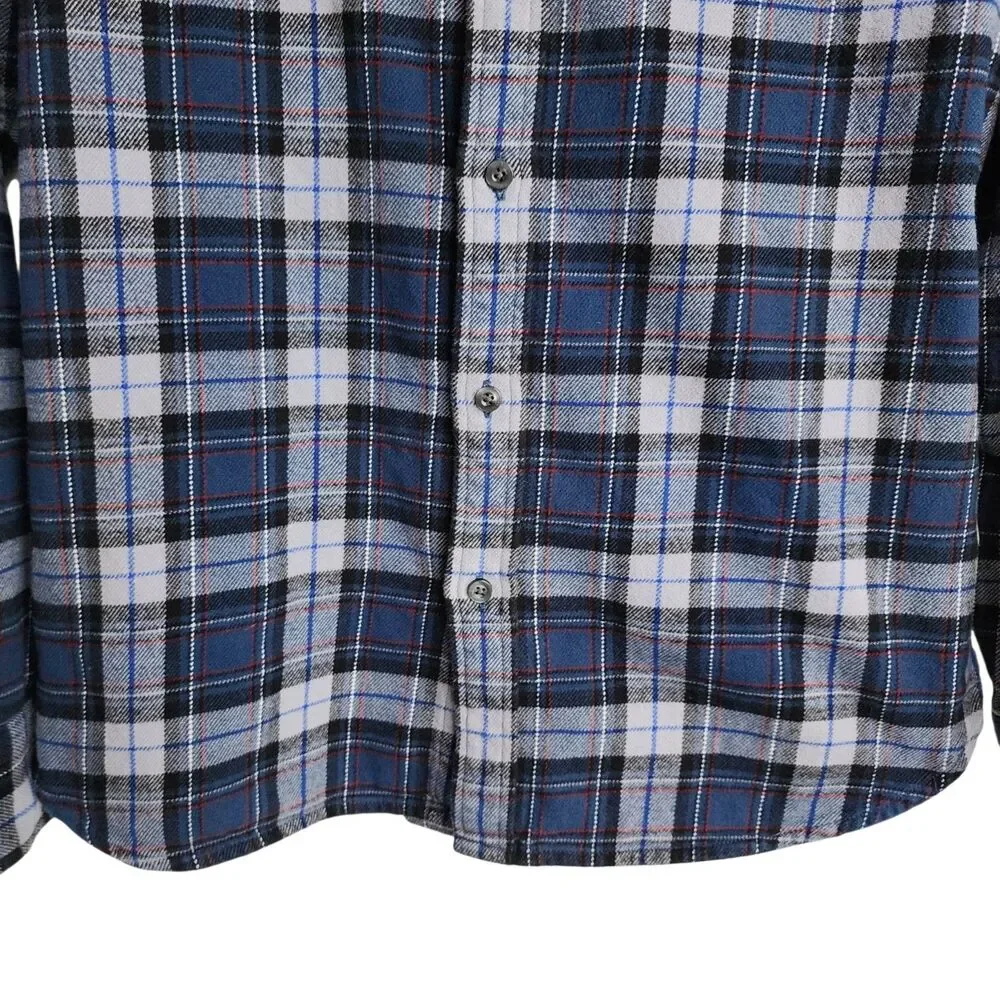 The North Face Flannel Shirt Mens Medium M Blue Gray Plaid Long Sleeve Cotton